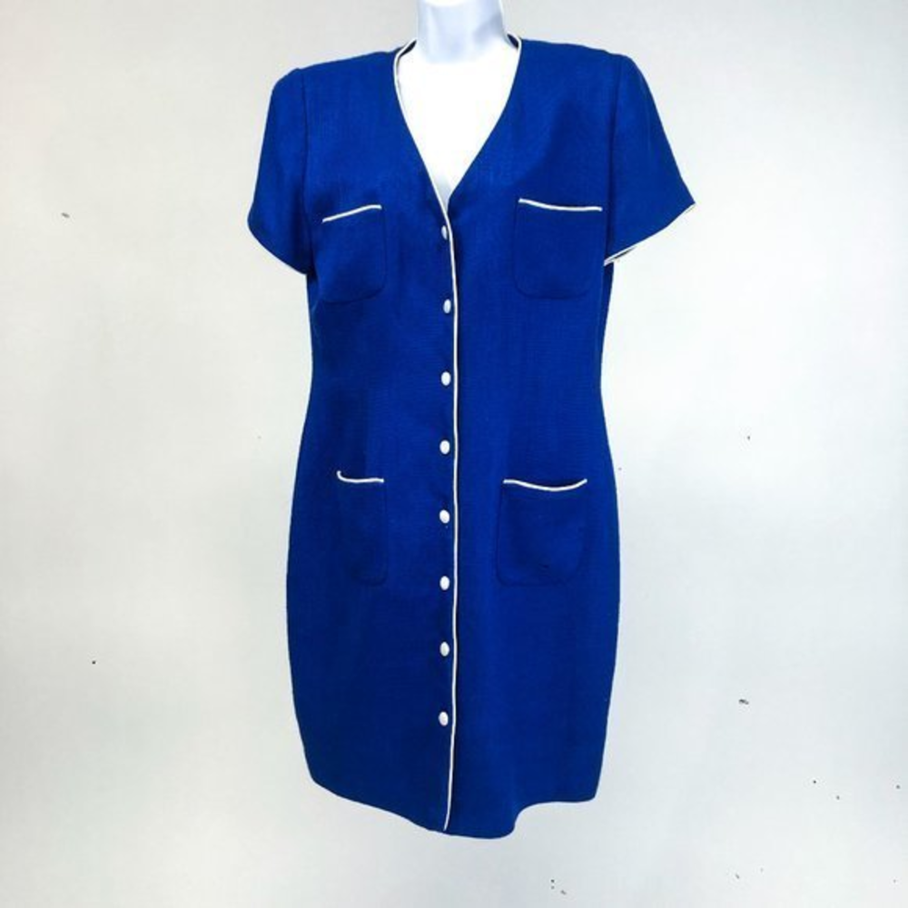 Vintage Donna Rico Cobalt Blue Mini‎ Dress Sz 12